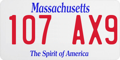 MA license plate 107AX9