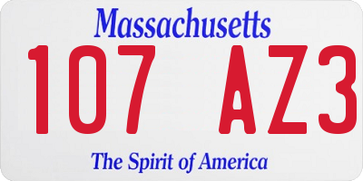 MA license plate 107AZ3