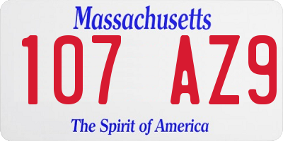MA license plate 107AZ9
