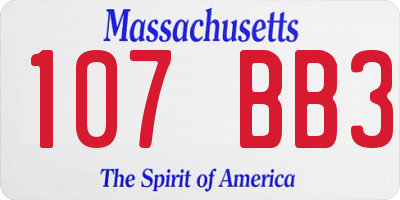 MA license plate 107BB3