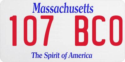 MA license plate 107BC0