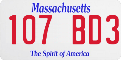 MA license plate 107BD3