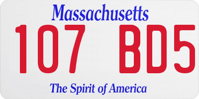 MA license plate 107BD5