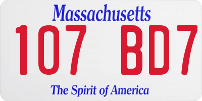 MA license plate 107BD7