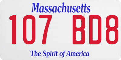 MA license plate 107BD8