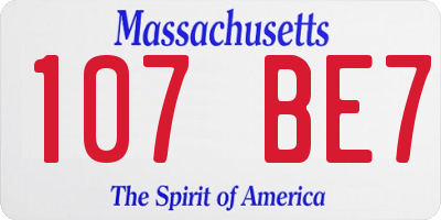 MA license plate 107BE7