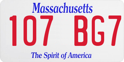MA license plate 107BG7