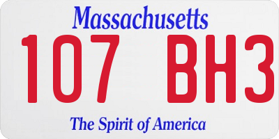 MA license plate 107BH3