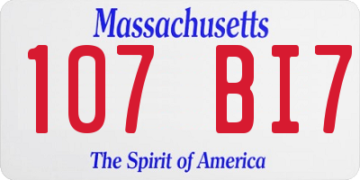 MA license plate 107BI7