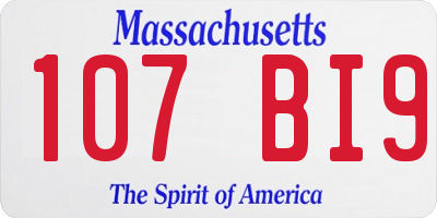 MA license plate 107BI9