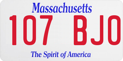 MA license plate 107BJ0