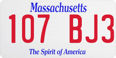 MA license plate 107BJ3