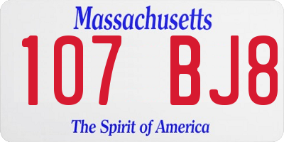 MA license plate 107BJ8