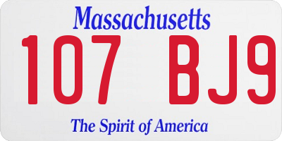 MA license plate 107BJ9