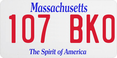 MA license plate 107BK0