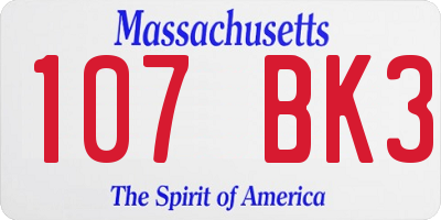 MA license plate 107BK3