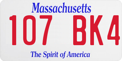 MA license plate 107BK4