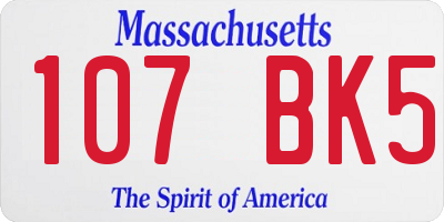 MA license plate 107BK5