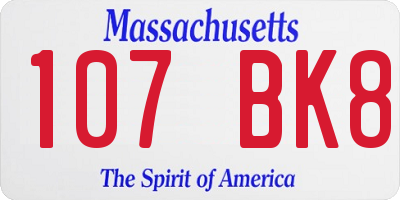 MA license plate 107BK8