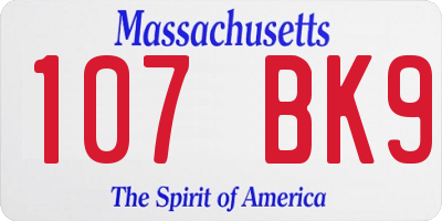 MA license plate 107BK9