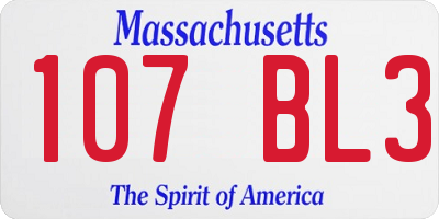 MA license plate 107BL3