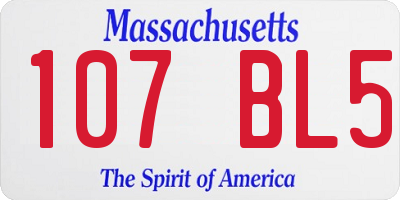 MA license plate 107BL5