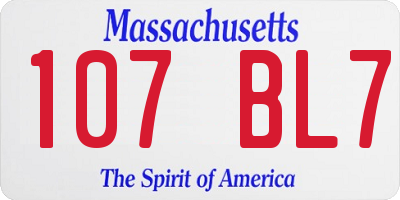 MA license plate 107BL7