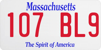 MA license plate 107BL9