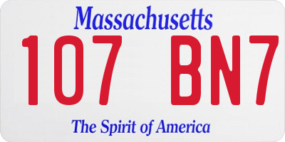 MA license plate 107BN7