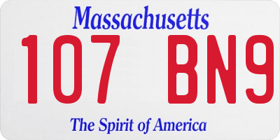 MA license plate 107BN9