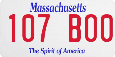 MA license plate 107BO0