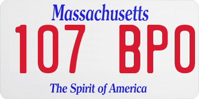MA license plate 107BP0