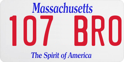 MA license plate 107BR0
