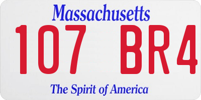 MA license plate 107BR4