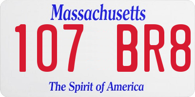 MA license plate 107BR8