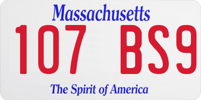 MA license plate 107BS9