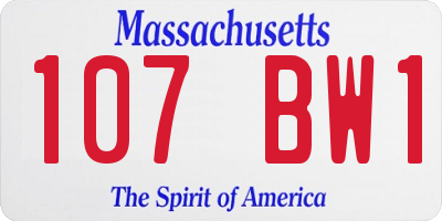MA license plate 107BW1