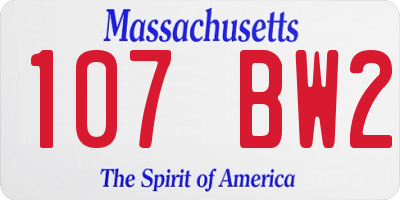 MA license plate 107BW2