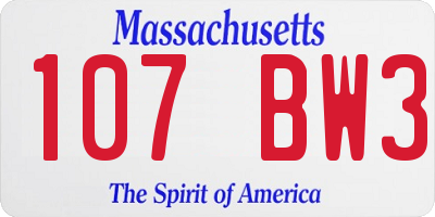 MA license plate 107BW3