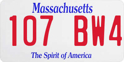 MA license plate 107BW4
