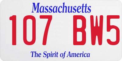 MA license plate 107BW5