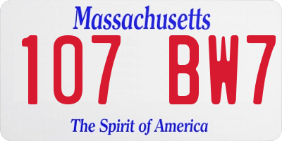 MA license plate 107BW7