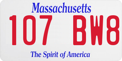 MA license plate 107BW8