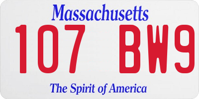 MA license plate 107BW9