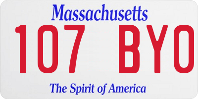 MA license plate 107BY0