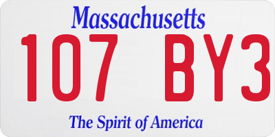 MA license plate 107BY3