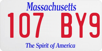 MA license plate 107BY9