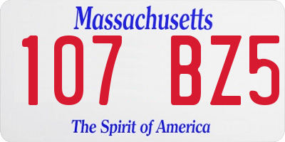 MA license plate 107BZ5