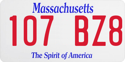 MA license plate 107BZ8