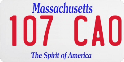 MA license plate 107CA0